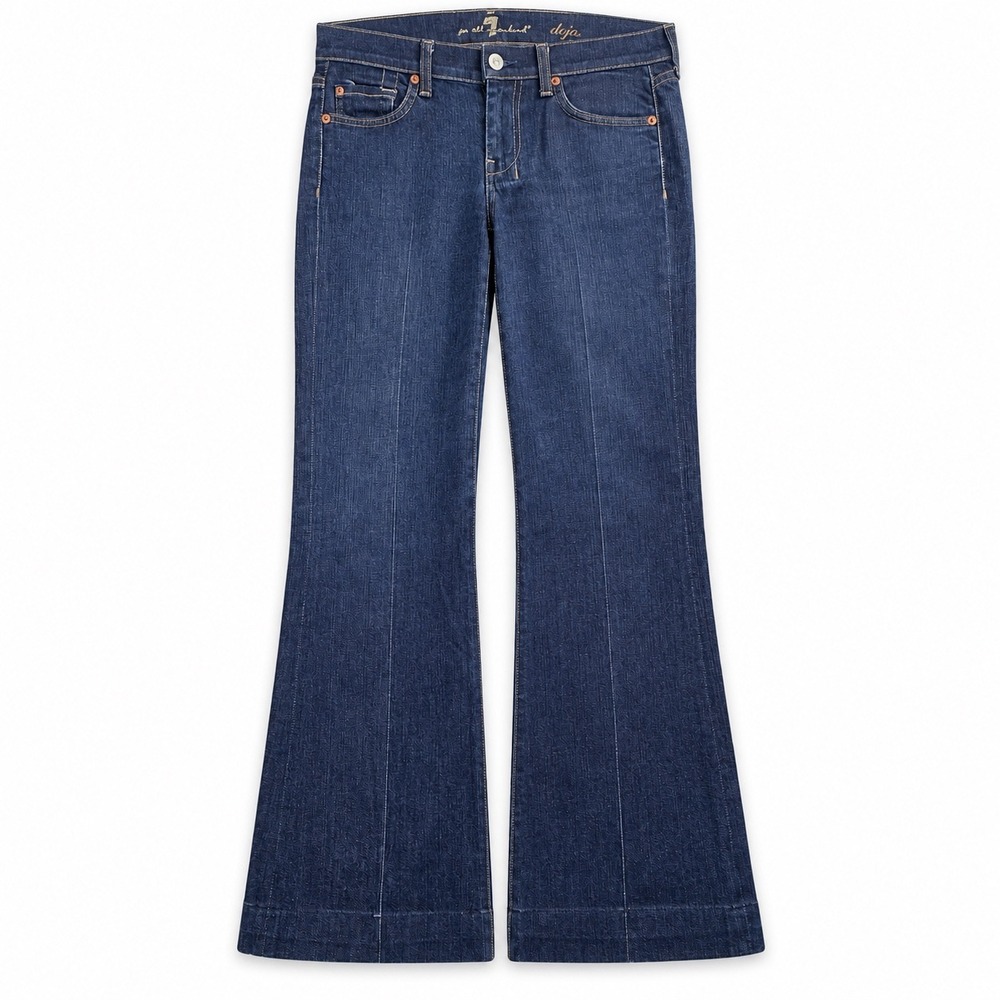 7 For All Mankind Dojo Jeans 27 Dark Blue Wide Leg Flare